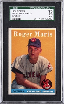 1958 Topps #47 Roger Maris Rookie Card – SGC 70 EX+ 5.5